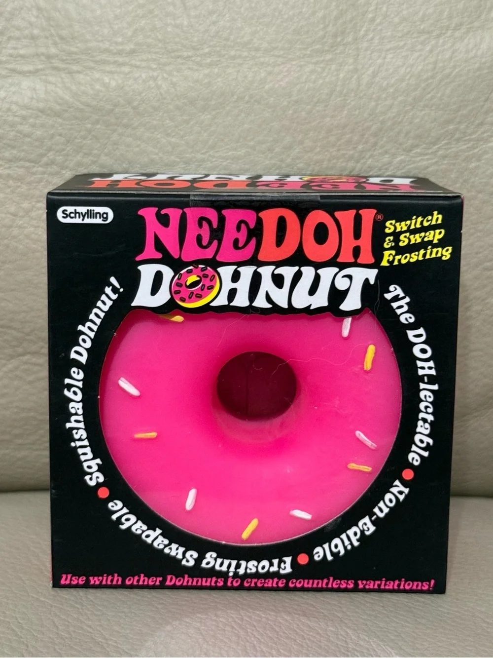 NeeDoh DOHNUT Pink Sprinkles Frosting Donut Stress Ball Fidget Toy NEW!